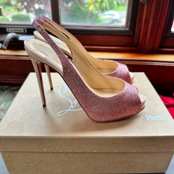 Brand new beautiful Christian Louboutin Private Number 120 Glitter Platform Heel - Picture 5 of 9